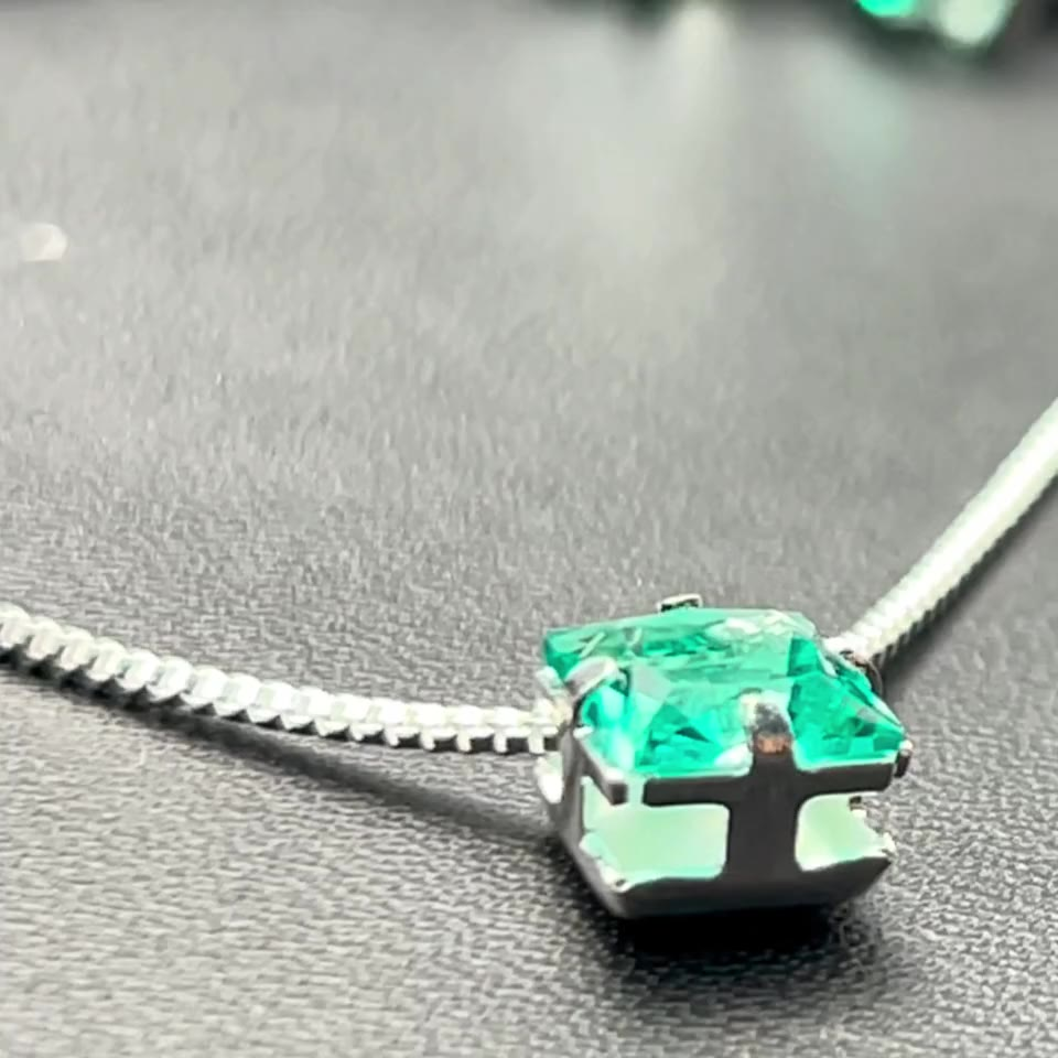 💫 Colar Ponto de Luz Prata 925 + Brincos Zircônia Verde
