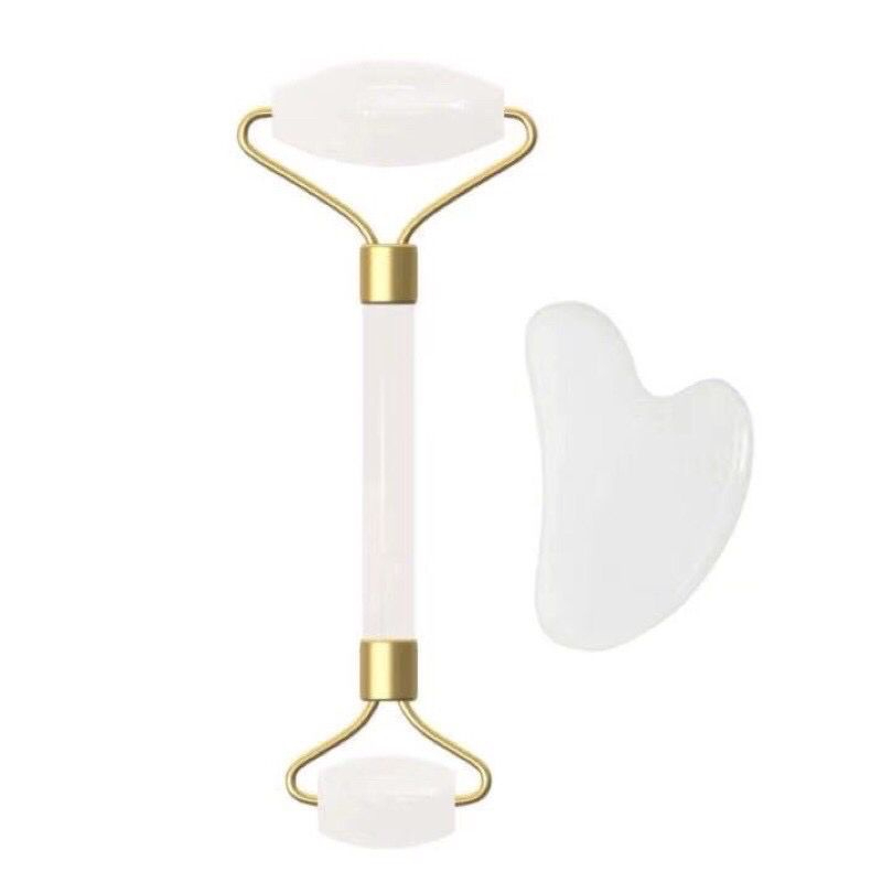 💚 Kit de Massagem Facial Anti-Rugas – Rolo de Jade + Placa Gua Sha