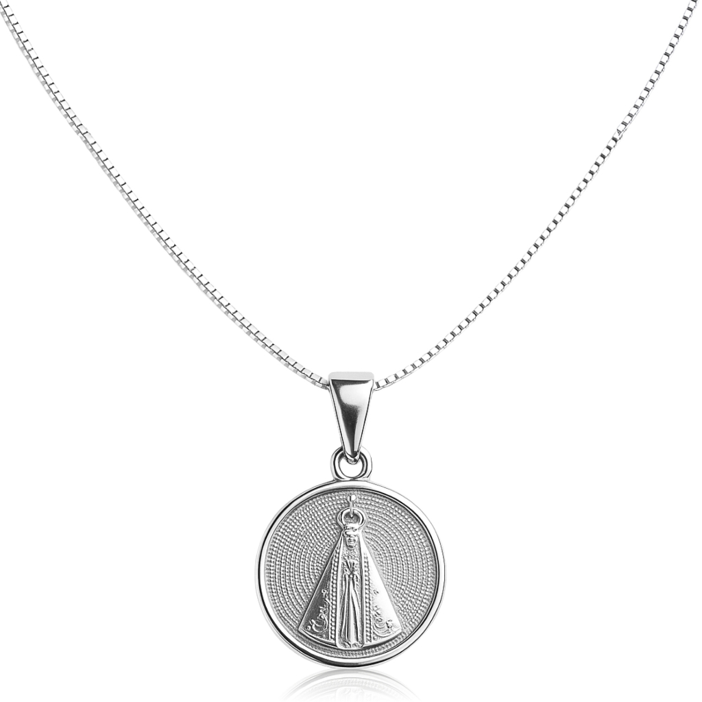 Colar Nossa Senhora Aparecida Prata 925 Corrente Feminino Veneziana Legítima Pingente Presente