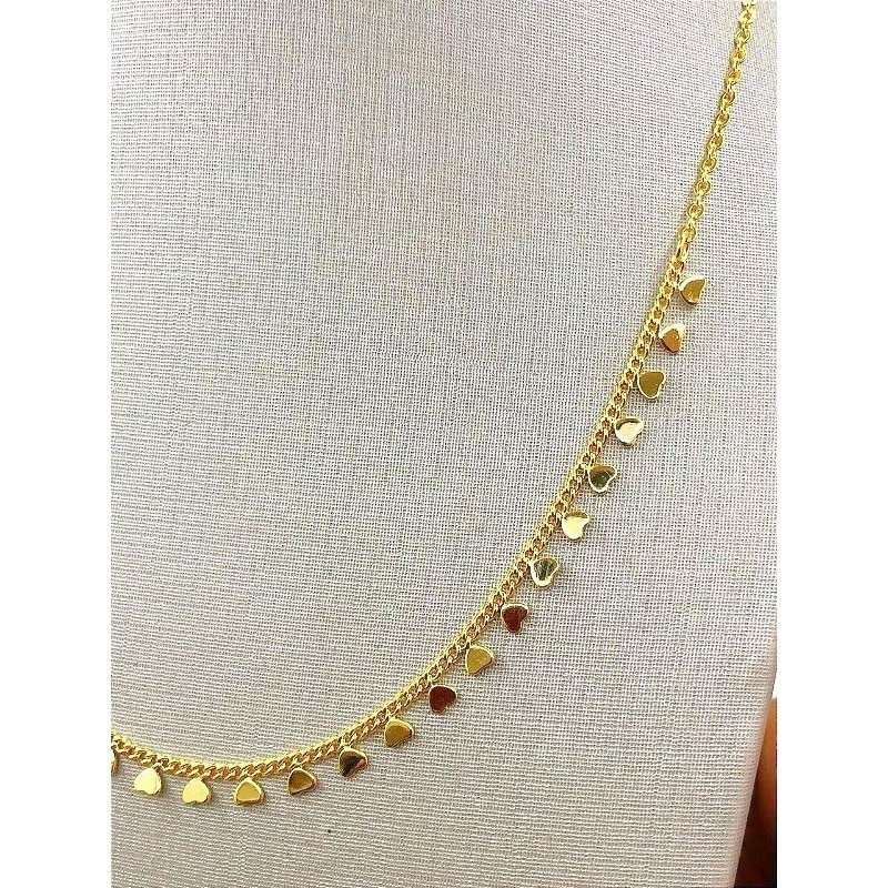 colar Choker mini coração Folheado Banho de ródio semijoias ouro 18k a prata 925